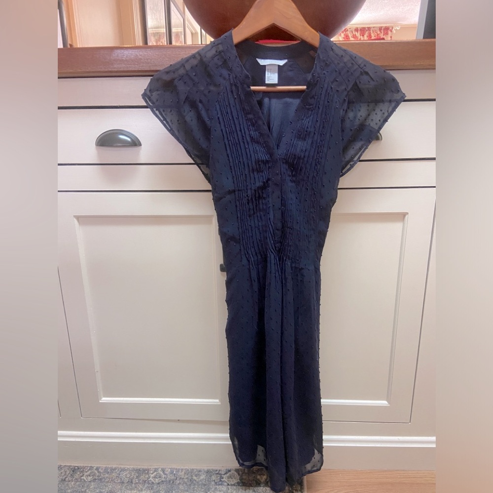 H&M classic navy blue flutter sleeve dress size 2